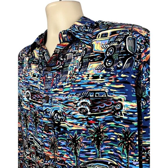 Art Of Eddy Reyn Spooner Classic Hot Rod Roadster Hawaiian Button Shirt Medium - Picture 5 of 8